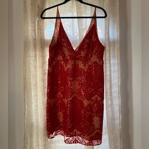 Free People Sequin Red Mini Dress